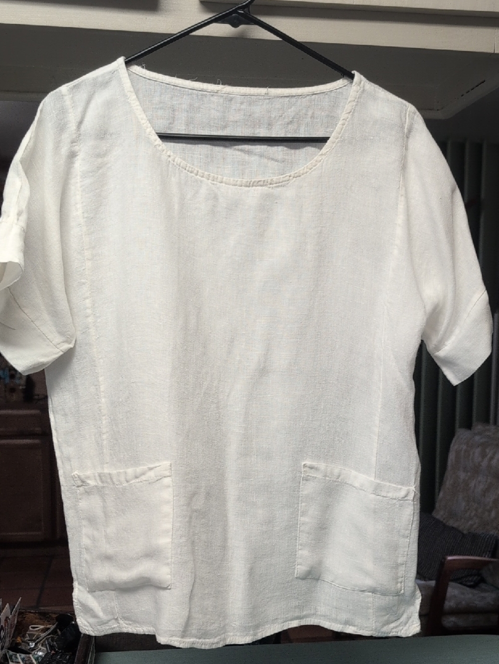 Made In Italy White Linen Top.